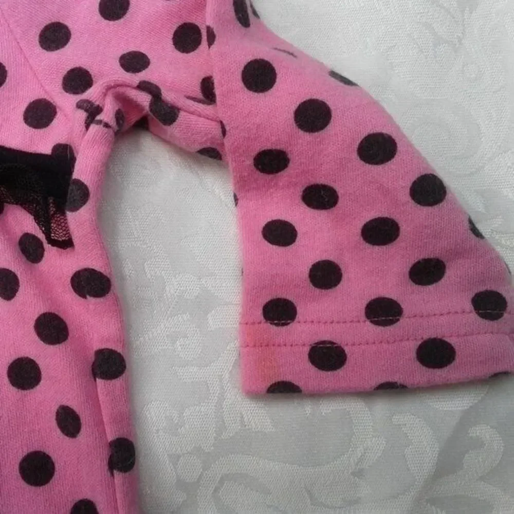 baby essentials Pink & Black 3pc Set Onesie Leggings Hat Polka Dots Ruffle 9Mo